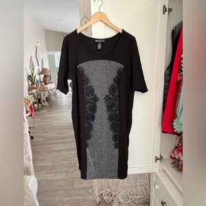 Lane Bryant Black Gray Sheath Dress Knee-Length Short Sleeve $40